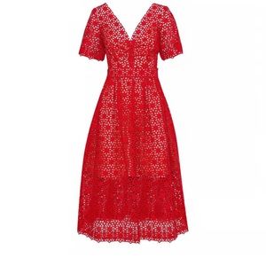 Oscar De La Renta Red Cotton Maxi Dress Size 6